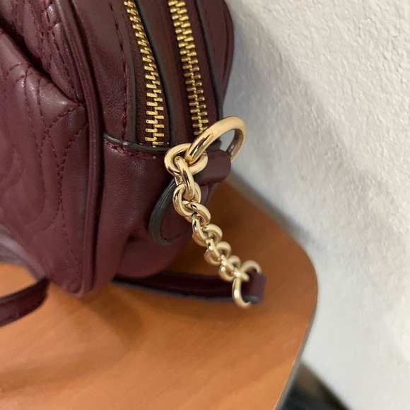 Nine West Angelina Chic Quilted Burgundy Double Compartments Crossbody Bag - Picture 3 of 14